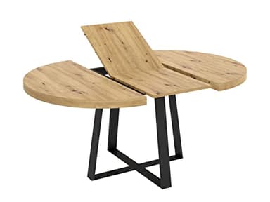 DEKIT GRUPO RIMOBEL Duna Mesa de Comedor Redonda Extensible, Melamina, Nordic, 77x110-158 cm