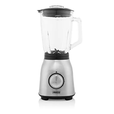 Princess 212091 Batidora de vaso de acero inoxidable, Cuatro ajustes de velocidad, función de pulso, 1,5 L, 6 cuchillas de acero inoxidable, 1000 W