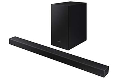 Samsung Barra de Sonido HW-T420 - Sonido 150W, 2.1 Ch, Subwoofer cableado, Dolby Digital 2.1, Bluetooth 4.2 Power On, Game Mode y One Remote Control