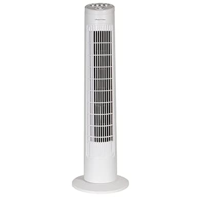 Russell Hobbs Ventilador de torre, 73,66 cm, ligero, 3 velocidades, oscilación de 75°, flujo de aire potente, silencioso, con temporizador, para hogar u oficina, blanco, RHTF2921