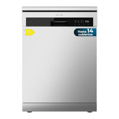 Cecotec Lavavajillas Independiente de 60 cm Bolero Aguazero 6200 Inox D. 14 Cubiertos, 6 Programas con Dual Zone Wash, Dry+, Turbo Dry+, Media carga, Delay Start
