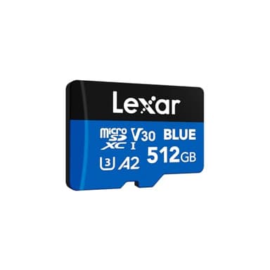 Lexar Blue Tarjeta Micro SD 512GB, hasta 160 MB/s ectura, Tarjeta microSDXC UHS-I, C10, U3, V30, A2, Full-HD 4K, Tarjeta de Memoria de Alta Velocidad para Smartphones/tabletas/cámaras de acción