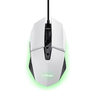 Trust Gaming GXT 109W Felox Ratón Gaming con 6 Botones Programables, Iluminación LED Multicolor, Software Incluido, 200-6400 dpi, Cable USB 150 cm, Mouse Gamer para PC/Portátil - Blanco