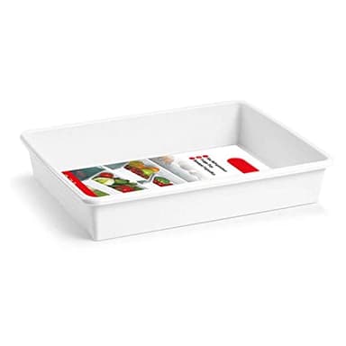 Acan Tradineur - Pack de 6 bandejas rectangulares para frigorífico, Polipropileno Resistente, hostelería, Fabricadas en España - 4 litros -34,5 x 26 x 6,5 cm - Blanco