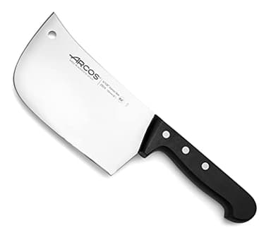 Arcos Hachuela Macheta de Cocina 160mm para Cortar Huesos y Carne. Hacha con Diseño Rectangular en Acero Inoxidable y Mango de Polioximetileno. Color Negro. Serie Universal