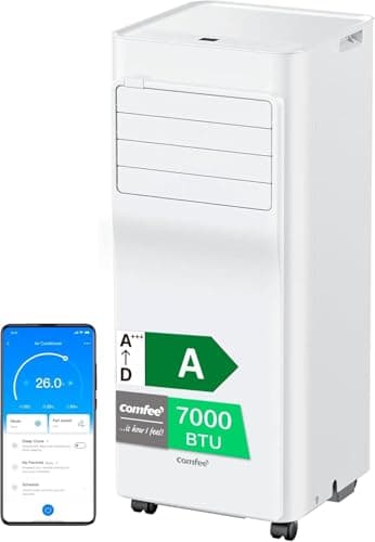 COMFEE Pingüino Aire Acondicionado Portátil 7000 BTU/1800 Frigorías Breezy Cool Pro – Climatizador sin unidad exterior, Bajo Consumo, App Control y Kit de Ventana – Refrigera, Ventila y Deshumidifica