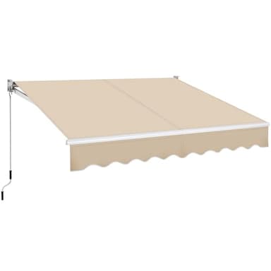 Yaheetech Toldo Manual Retráctil 250 x 200 cm Toldo Retráctil de Brazo Articulado Parasol Toldo para Balcón Ventana Puerta de Techo Plegable Impermeable y Anti-UV Beige