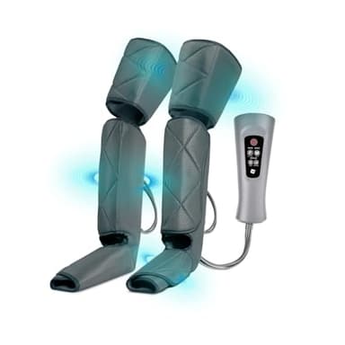 NK Masajeador de piernas, 6 Modos de masajes completos y parciales, 4 Niveles de Intensidad para cada modo, Temporizador con botones, Función Calor, Compresión de aire para relajación muscular