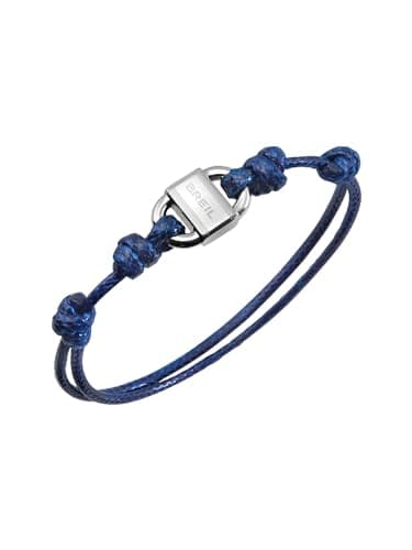 BREIL, colección Block, pulsera para hombre de algodón, enriquecida con un elemento central de acero, pulsera de cordón de algodón, longitud ajustable con nudo corredizo