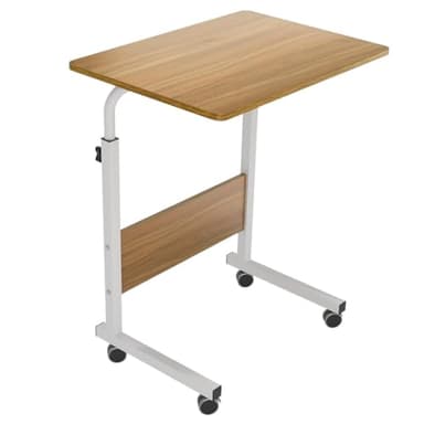 smallrun Mesa portatil Ordenador Escritorio con Ruedas 60 * 40CM Mesa Auxiliar de Altura Ajustable para Dormitorio (Noble)