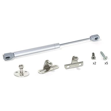 EMUCA - Pistón a Gas para Muebles, Amortiguador para Puerta elevable de Mueble, Fuerza 11kg y Carrera 80mm, Lote de 10 Kits Completo con accesorioss