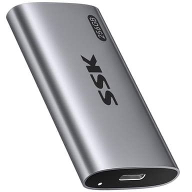 SSK SSD Externo portátil de 256 GB, hasta 550 MB/s Ultra Speed USB3.2 Gen2 Unidad de Estado sólido Externa USB-C Mini SSD Externo para computadora portátil, Dispositivos Tipo C