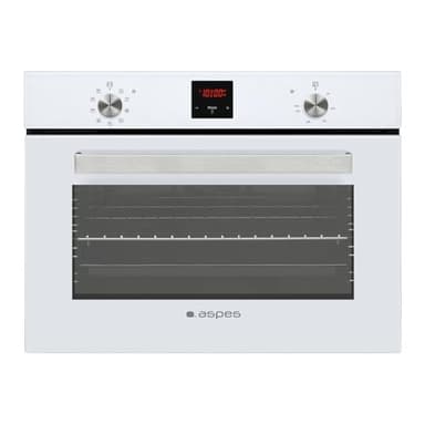 Aspes Horno Multifunción con Ventilador Cristal blanco AHM9500DCB. Capacidad 50 Litros, 1200W, 9 Programas, Interior Esmaltado, Fácil Limpieza, Display LED Manual, Eficiencia Energética Clase A
