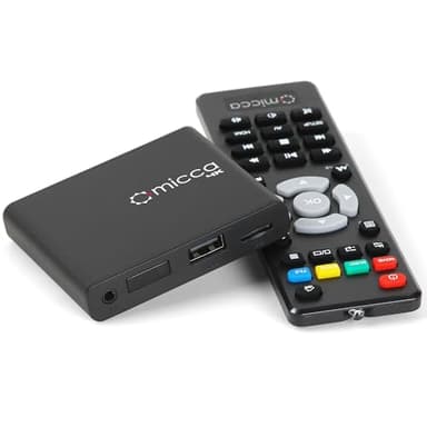 Micca Reproductor Multimedia 4K Ultra-HD para USB y Tarjetas MicroSD, Señalización Digital, Videos MKV MP4 MP3, Salidas HDMI 4K y AV, Reproducción Automática y en Bucle