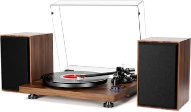 Mersoco Tocadiscos Bluetooth de Vinilo con Altavoces estéreo, Convertidor de Vinilo LP a MP3 con CD, Reproductor de Casete,Radio FM,Entrada Auxiliar y Tomas de Auriculares