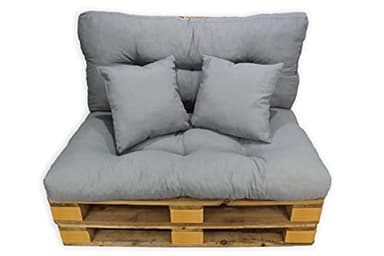 Acomoda Textil - Cojines Sofá Palets. Conjunto 4 Piezas para Palet, Asiento 120x80 cm + Respaldo + 2 Cojines. Cómodo y Elegante para Interior y Exterior, NO Incluye PALETS. (Gris)