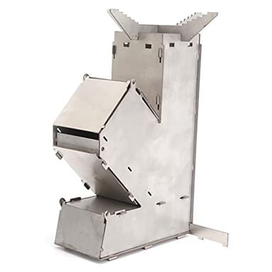 Estufa de Cohete Portátil, Duradera y Práctica Estufa de Mochilero Desmontable de Acero Inoxidable para Cocinar en Interiores y Exteriores