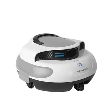 POOLPURE Robot de Piscina Dura 𝟱𝟱𝙒𝙝-𝟭𝟮𝟬 𝙢𝙞𝙣𝙪𝙩𝙤𝙨, autoservicio, Doble Motor, IPX8 Resistente al Agua, Indicadores LED, inalámbrico con batería, Ideal para Piscinas Planas de hasta 90 m².