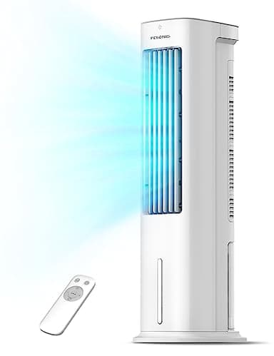 Pelonis Enfriador de Aire 55 W, Aire Acondicionado Portátil con Función 3 en 1, Ventilador y Humidificador con Oscilación de 60°, Control Remoto, Temporizador de 7 horas, 3 Velocidades, 5L Tanque Agua