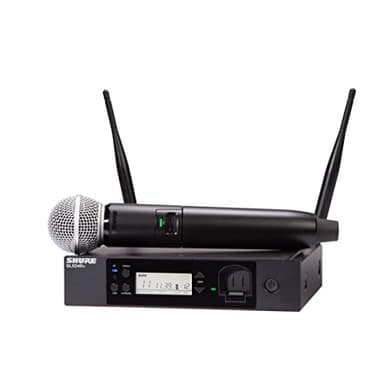 Micrófono inalámbrico Shure GLXD24R+/SM58 para Iglesias, Karaoke y Voces con batería de 12 Horas y Alcance de 30m. Incluye Receptor de un Solo Canal.