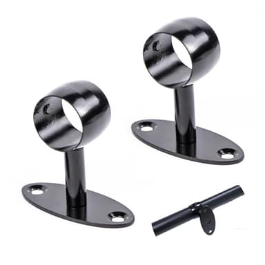 Soporte Pasamanos, Soportes de Baranda Escalera de Acero Inoxidable para Escalera Pared Interior et Exterior | Montaje en Pared | Tubo Redondo Ø 33 mm | Negro, 2 Piezas