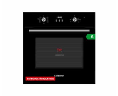Corberó - Horno Multifunción 70L | CCHMD803N | Cristal Negro | Display Digital | 8 Programas | Guías Extraíbles | Luz Interior | Puerta Doble Cristal | 3000W | Eficiencia Energética A, Negro