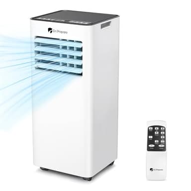 Dr.Prepare Aire Acondicionado Portátil 9000 BTU 4 en 1 para 30m², Refrigeración Deshumidificador Ventilador Modo Reposo, Táctil/Mando a Distancia Temporizador 24H, 2 Tipos de Accesorios de Instalación
