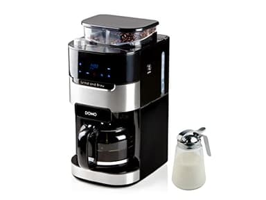 Domo Cafetera automática para 12 tazas con molinillo de cono para granos enteros y café de filtro