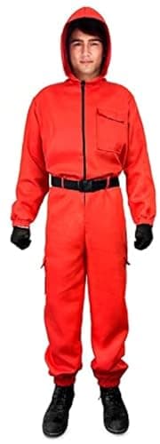 Partilandia Mono Rojo con Capucha Niño con Cinturón Disfraz【Tallas Infantil 5 a 15 años】[Talla 10-12 años] Disfraces Niños Cosplay Series