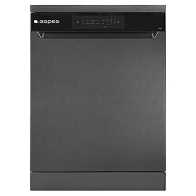 Aspes Lavavajillas 60 cm Dark Inox ALV137X. 1900W, 15 Cubiertos, 3 Bandejas, 8 Programas, Display LED manual, Función Stop&Go, Eficiencia Energética Clase D