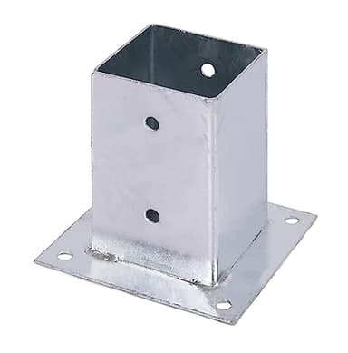 Alberts 211639 Anclaje sobre base, Para postes de madera cuadrados y redondos, Galvanizado en caliente, 91 x 91 mm