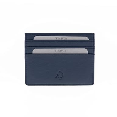 Adapell Tarjetero - Tarjetero Cuero - Tarjetero pequeño – Tarjetero Piel auténtica - Tarjetero Unisex - Capacidad hasta 8 Tarjetas (Marino)