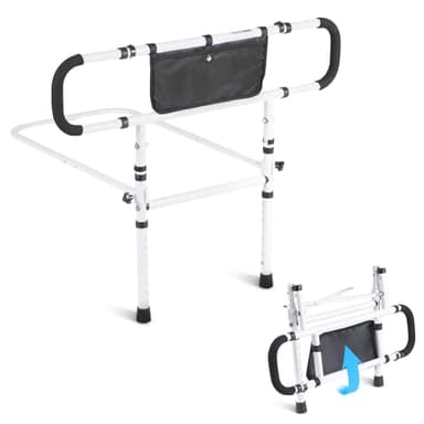 VEVOR Barandilla de Cama para Personas Mayores Carga de 450 Libras Ayuda para Levantarse Asa de Cama con 2 Patas de Soporte y Correa de sujeción Altura Ajustable de 490 a 515 mm Protectora Ancianos