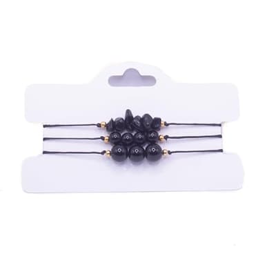 ZARZAMORA Pulseras de Piedras Naturales Protectoras - Pack de tres Pulseras con Nudo Corredizo y Gemas Curativas Energéticas - Amuleto de Protección hombre mujer-Regalo Original (Obsidiana)