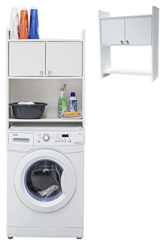 Negrari Estantería para Mueble Cubre Lavadora de PVC, Resistente a la Humedad, Kit de fijación a Pared Incluido, 65 x 26,4 x 78 cm, Blanco