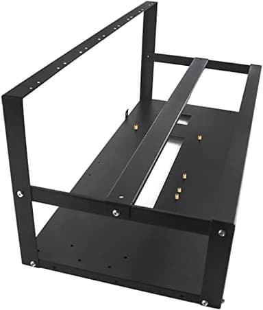 Open Air Mining Rig Frame 6/8 GPU, Mining Case Rack con Tira Antiestática, Acero Motherboard Bracket para ATX/Btx/Flex/Itx/Microatx, Ventilador 5 X 12cm (Solo Marco)