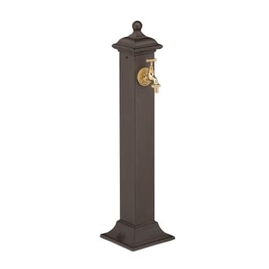 Relaxdays Fuente de Agua de Estilo Antiguo, con Grifo Jardín, 71x17x21 cm, Terraza, Patio, Decorativa, Marrón Oscuro, Hierro Fundido