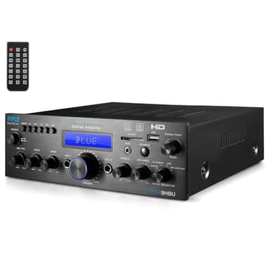 Pyle Amplificador de Sonido, 200W, Bluetooth, Inalambrico, Estereo, para el hogar, Control Remoto, Sistema con HDMI/Optico/Fono/Coaxial, Radio FM, USB/SD, AUX, RCA