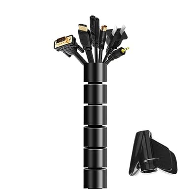 Organizador Cables Diámetro 22 mm - Longitud 3 Metros Uso para Organizador Cables Escritorio Puede Utilizarse para organizar Cables u ocultarlos Color Negro Se Puede Cortar como un Bricolaje