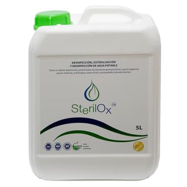 SterilOx 5 litros Desinfectante multiusos cosmético/a base de ácido hipocloroso (HOCl) / Para piel, superficies/Sin alcohol/Elimina olores /100% natural