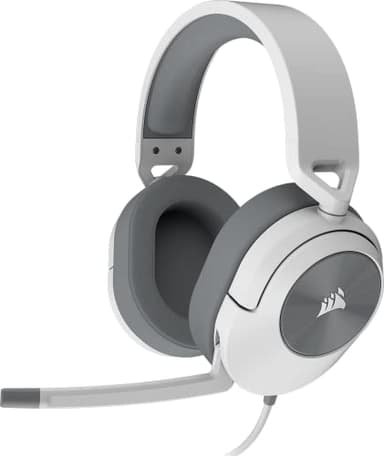 Corsair HS55 SURROUND Auriculares Multiplataforma Ligeros con Cable para Juegos - Sonido Envolvente Dolby 7.1 - Compatible con iCUE - PC, Mac, PS5, PS4, Xbox, Nintendo Switch, Móvil - Blanco