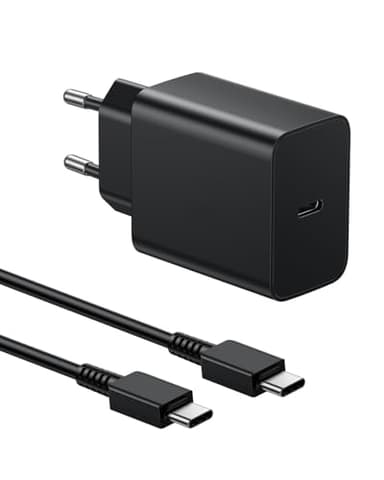 Cargador Samsung Carga Rapida 45W Cargador Rapido USB C con 2M Cable VNOOK para Samsung Galaxy S24/S23/S22/S21 Ultra/S20/S20+/Note 20/10/9/8/A73/A53/A52, Tipo C Cargado Cabezal Negro