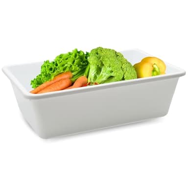 CHEFZOCO Bandeja para frigorífico, Bandeja para hostelería, Bandeja frigorífica para alimentos, Apta para contacto con alimentos, Medidas 35 cm Largo x 25 cm Ancho x 10 cm Alto, Plástico, Blanco