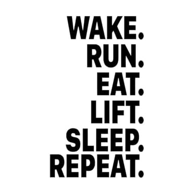 Pegatina de pared con frase motivadora y motivadora para fitness, deporte, despertar, correr, levantar, comer, dormir, repetir, vinilo pequeño, 33x56 cm