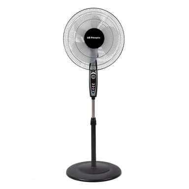 Orbegozo SF 0148, Ventilador de pie, 50 W, 3 velocidades de ventilación, oscilante, altura regulable, silencioso, rejilla de seguridad, tamaño de aspas 40 cm, color negro