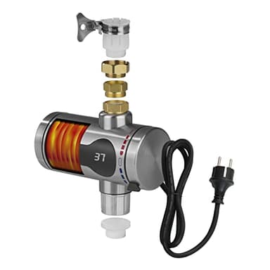 Hoberg Calentador eléctrico de agua instantáneo | Calentamiento rápido | Con indicador de temperatura | Para interior y exterior | Sin depósito de agua [máx. 3600 W]