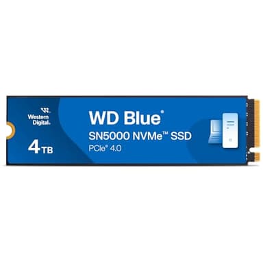 Western Digital WD Blue SN5000 4TB SSD, M.2 2280 NVMe SSD, Disco Duro SSD con Velocidad hasta 5500 MB/s, PCIe Gen4, nCache Technology, Acronis True Image migración de Discos y clonación