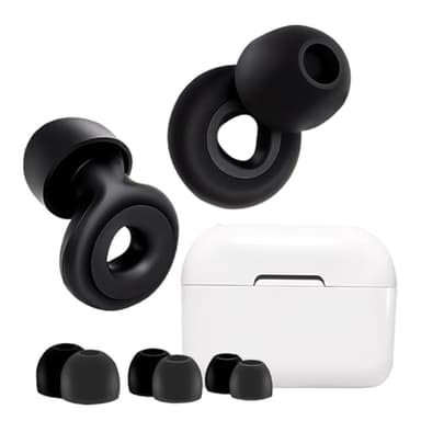 GARAY© SUPER PACK PREMIUM Tapones Oidos Ruido Dormir de Silicona + 6 ALMOHADILLAS | Proteccion de 42dB | Tapones Oidos Cancelacion de ruido | loop earplugs | Tallas S/M/L Reutilizable | Negro (1)