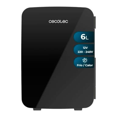 Cecotec Mini Nevera Bolero MiniCooling 6L Bahamas Black, Funcionamiento 12V-220V, Compatible coche y caravanas, Función enfriamiento y calentamiento, Rango temperatura 5-65º, Transporte fácil