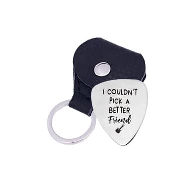 Púas de guitarra personalizadas de acero inoxidable con funda de cuero, accesorios de guitarra, regalos para hombres, guitarristas